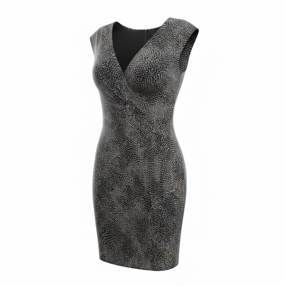 Ann Taylor Black and White Patterned Midi Dress